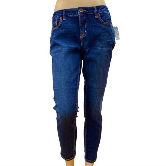 Low Rise Dark Denim Tapered Skinny Jeans- NEW - Picture 1 of 4